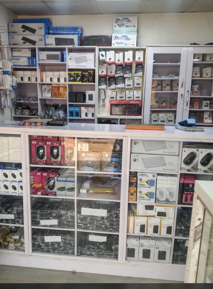 Zel-Tech Hub shop shelves stocked with keyboards, mice and accessories